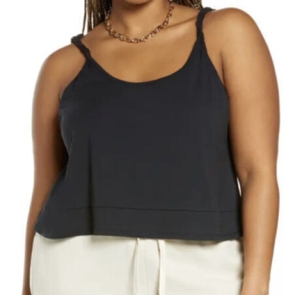 bp Tops - 🏷️ 4/$25 NWT BP. Nordstrom Twist Strap Boxy Fit Crop Tank, Size 1X - Black